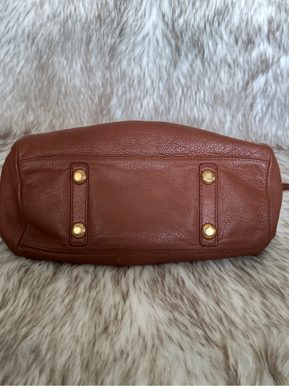 Marc Jacobs Cognac Leather Satchel with Gold Hardware - Picture 7 of 12